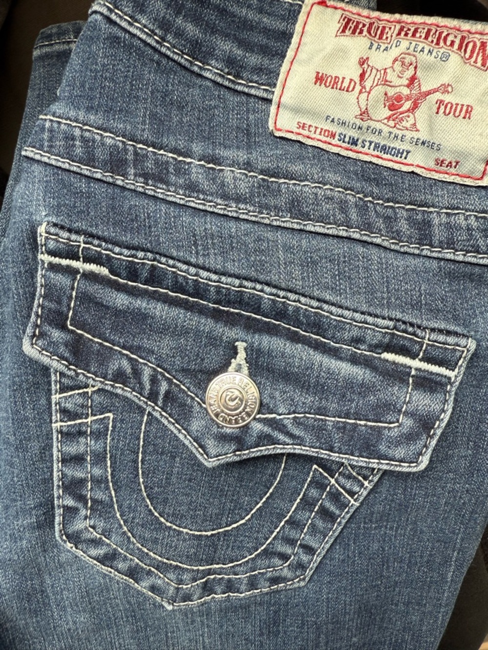 True Religion Women's Straight Leg Jeans - Medium Blue Denim